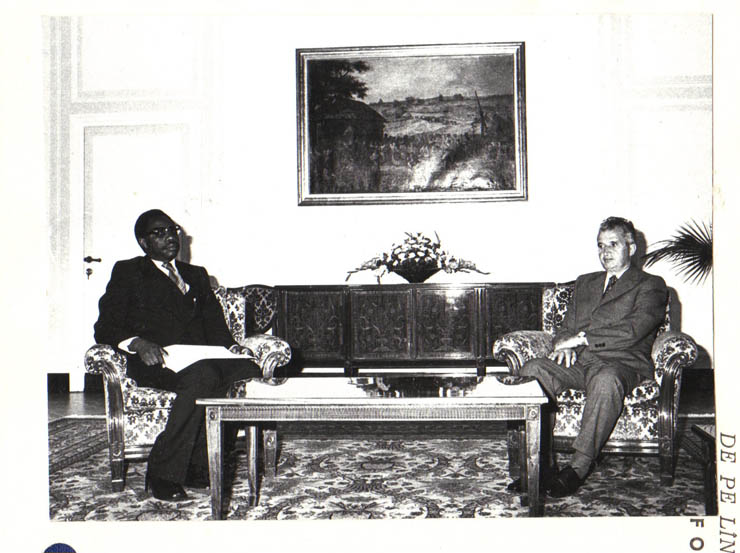 Preşedintele Nicolae Ceauşescu a primit pe ministrul afacerilor externe şi cooperării al Republicii Ruanda. Francois Ngaru – Kiyintwali, care face o vizită în ţara noastră. (27.VIII.1979).