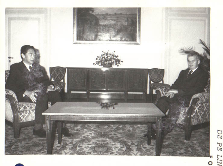 Preşedintele Nicolae Ceauşescu a primit delegaţia parlamentară a Republicii Singapore, condusă de Yeoh Ghim Seng, preşedintele Parlamentului, care la invitaţia M.A.N., a efectuat o vizită în România. (15.X.1979).

