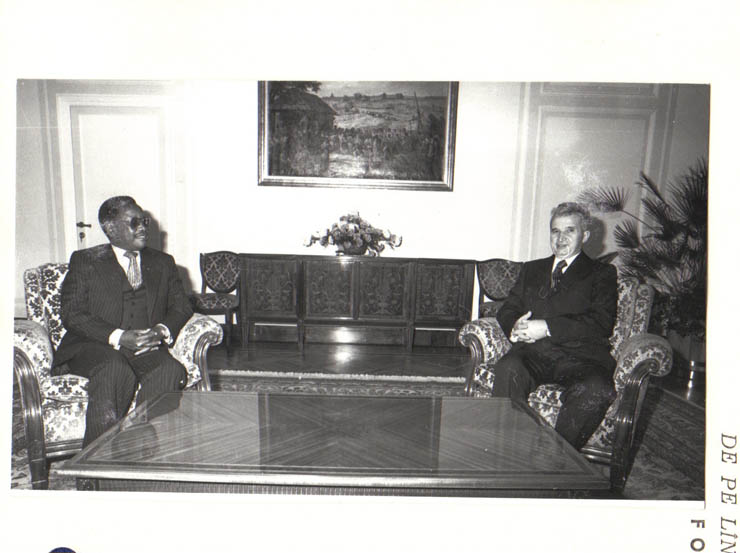 Primirea de către preşedintele Nicolae Ceauşescu a primului ministru al Zambiei, Daniel Lisulo, care a condus delegaţia Partidului Unit al Independenţei Naţionale din Zambia, la lucrările celui de-al XII-lea Congres al P.C.R. (24.XI.1979).