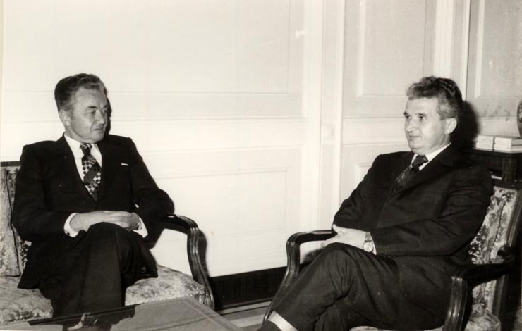 Primirea la Nicolae Ceauşescu a lui Todo Kurtovici, membru al Prezidiului C.C. al Uniunii Comuniştilor din Iugoslavia, secretar în Comitetul Executiv al Prezidiului C.C. al U.C.I. (7 iunie 1976)