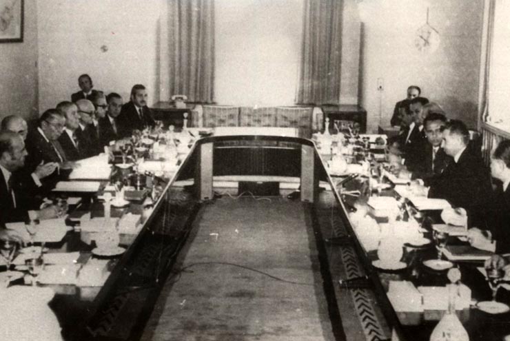 Vizita oficială a preşedintelui Nicolae Ceauşescu în Turcia. Aspect din timpul convorbirilor oficiale (23 iunie 1976). (25 iunie 1976)