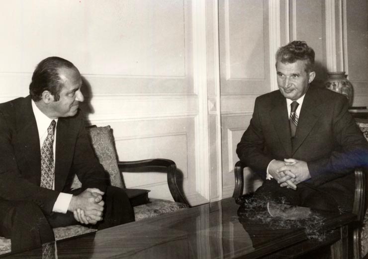 Primirea la preşedintele Nicolae ceauşescu a lui Edouard Saouma, director general al F.A.O. (Organizaţia Naţiunilor Unite pentru Alimentaţie şi Agricultură). (22 septembrie 1976)