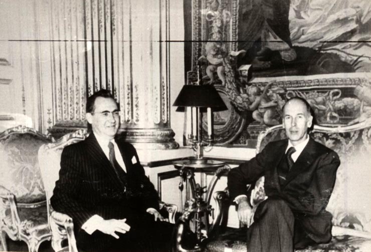 Vizita oficială a primului ministru al României, Manea Mănescu în Franţa. Primirea la preşedintele Valéry Giscard d'Estaing. (16 decembrie 1976)