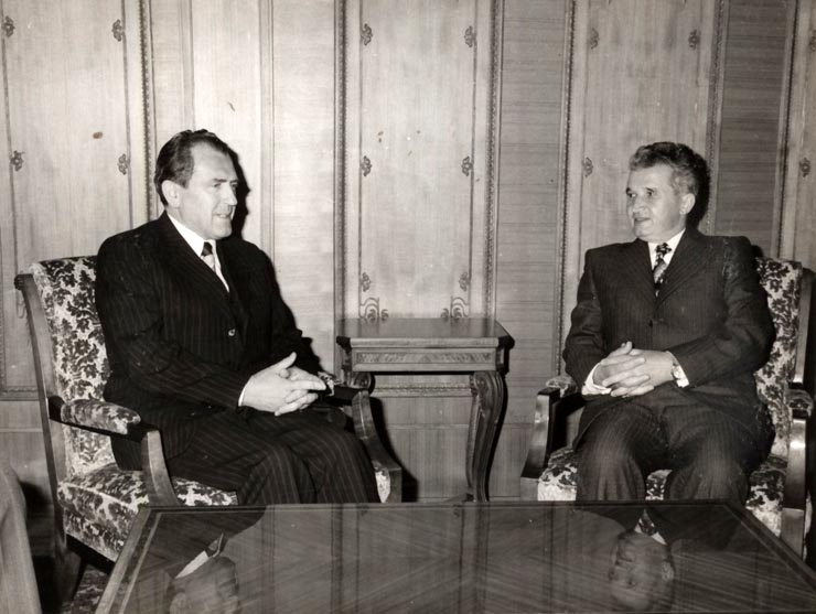 Primirea la preşedintele Nicolae ceauşescu a lui Vasil Bilak, secretar al C.C. al P.C. din Cehoslovacia, care a făcut o vizită în România. (30 martie 1977)