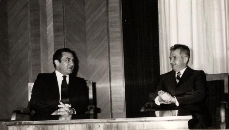 Primirea de către preşedintele Nicolae Ceauşescu a vicepreşedintelui Republicii Arabe Egipt, Mohamed Huşni Mubarak. (28 aprilie 1977)