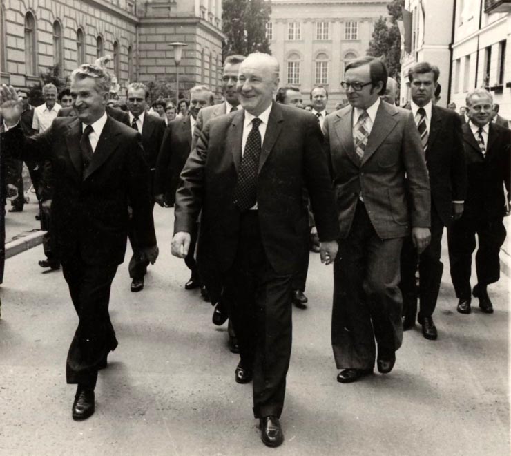 Întâlnirea prietenească, la Debreţin, dintre preşedintele Nicolae Ceuşescu şi János Kádár prim secretar al C.C. al P.M.S. Ungar. (15 iunie 1977)