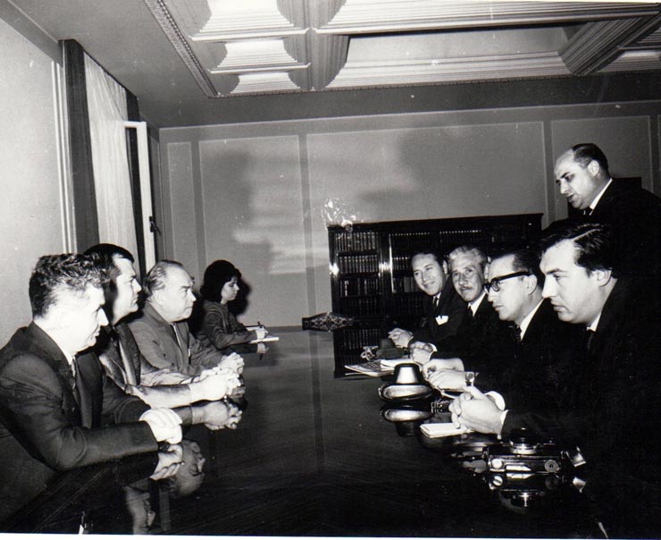 Primirea de către Nicolae Ceauşescu a unui grup de ziarişti latino-americani, care la invitaţia Uniunii ziariştilor din România au făcut o vizită în ţara noastră.(22 mai 1969).