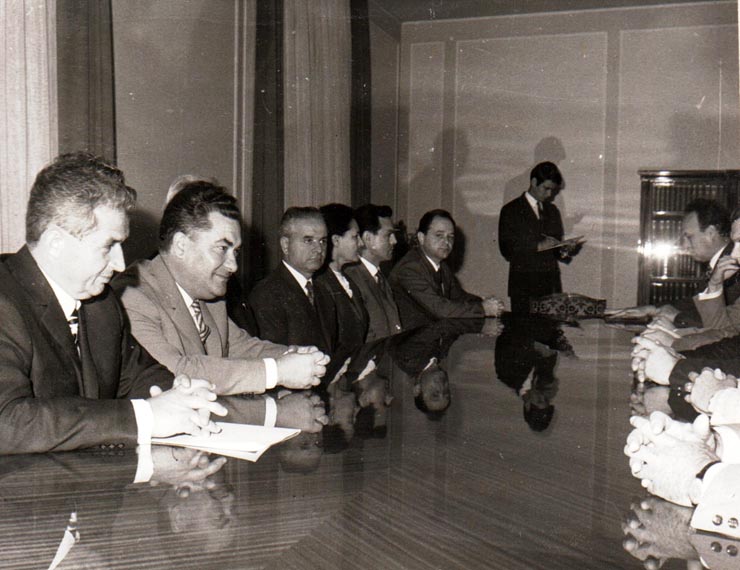 Primirea la Nicolae Ceauşescu a delegaţiei oficiale a Partidului Comunist din Belgia, condusă de Robert Dusart.  (20 septembrie 1971).