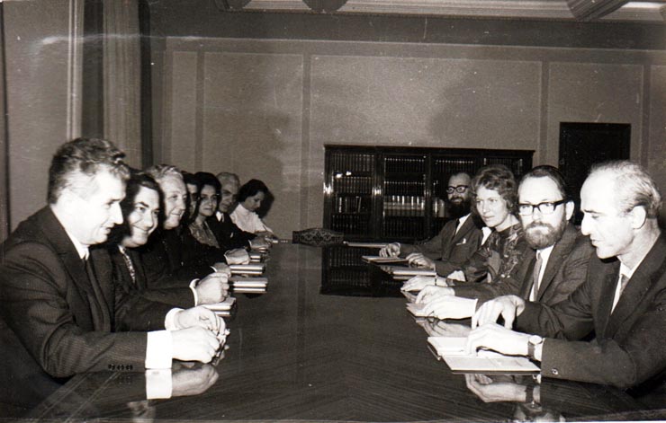 Primirea la C.C. al P.C.R. a delegaţiei Partidului Socialist din Norvegia condusă de preşedintele acestui partid, Finn Gustav-Assein – convorbiri oficiale. (22 octombrie 1971).